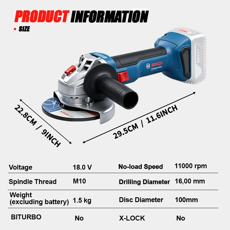 BOSCH GWS 18V-8 Cordless Angle - Power Tools Professional recension och pris